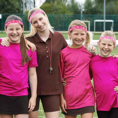 SATINIOR 4 Pieces Non-slip Soccer Headband for Girl Adjustable Football Hairband Sport (Pink)