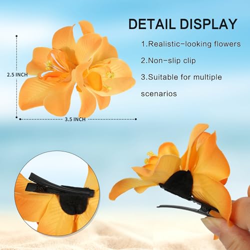 8-Piece Hawaiian Flower Hair Clips Set for Women