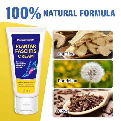 Nutravita Plantar Fasciitis Relief Cream - Heel Relief Cream for Plantar Fasciitis, Heel Spurs, Knee, Hands & Legs, Maximum Strength Soothe, 60ML
