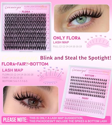 Geeneiya FLORA Lash Clusters 8-18MM Wispy Eyelash Extensions
