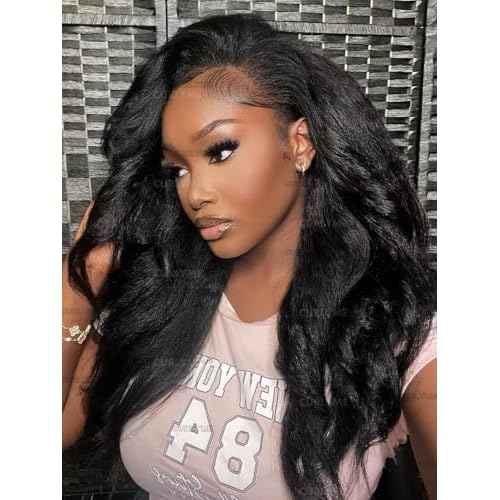Curlyme Kinky Straight Drawstring Half Wig Human Hair No Lace Glueless Wear Go Wig Drawstring Invisible Hairline Beginner Friendly For Women Flip Over Clip In 195% Density 22 Inch