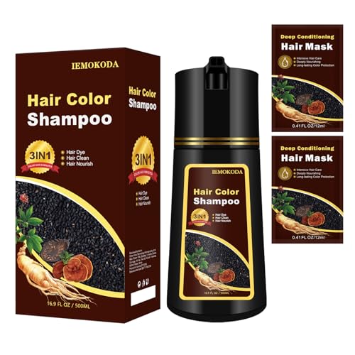 Onilyua 3-in-1 Black Hair Dye Shampoo - Long-Lasting Gray Coverage