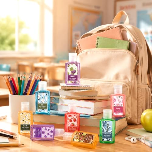 24 Pack Mini Hand Sanitizers Bulk with 8 Scents, Portable Alcohol Gel for Travel & Kids