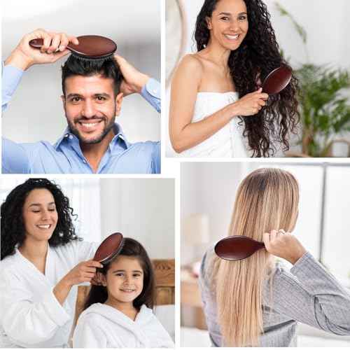 Hair Brush, Boar Bristles Hair Brush for Women Men Kids, Boar & Nylon Bristle Brushes for Smoothing Massaging Scalp Detangling Wet/Dry Hair, Reduce Frizz Dry Restore Natural Shine