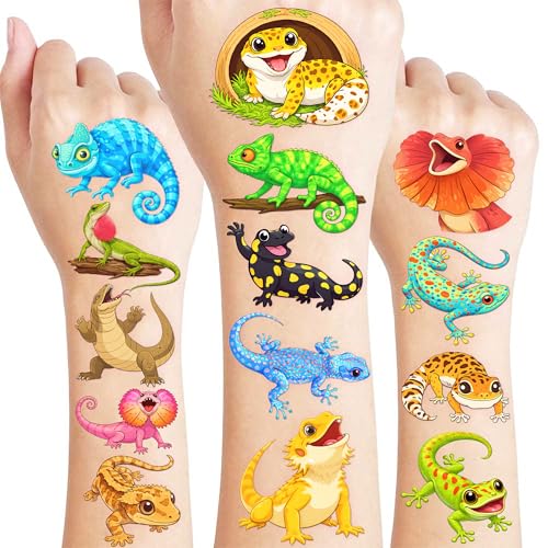 96 Lizard Temporary Tattoos for Kids - Waterproof Party Favors