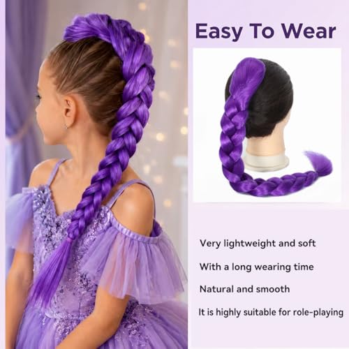 Purple Braided Ponytail Hair Extension 26 Inch Clip-In Synthetic Hair - JingChyx