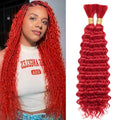 Red Deep Wave Human Braiding Hair - 20 Inch, 100g