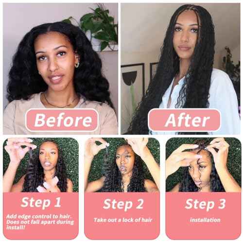 Human Braiding Hair for Boho Braids 12A Deep Water Wave Bulk Human Hair for Braiding No Weft Wet and Wavy Curly Human Hair Extensions (1B-Natural Black-Deep, 110g-26 Inch)