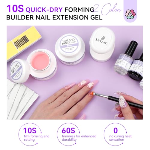 SAVILAND Quick-Dry Builder Gel Kit for Nails with UV Light & Tools