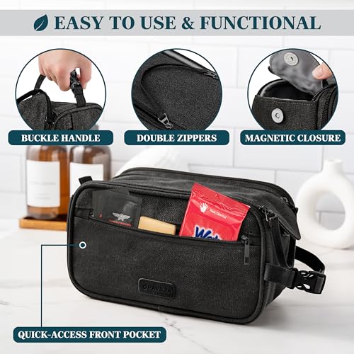 PAVILIA Canvas Dopp Kit – Large Travel Toiletry Bag for Men