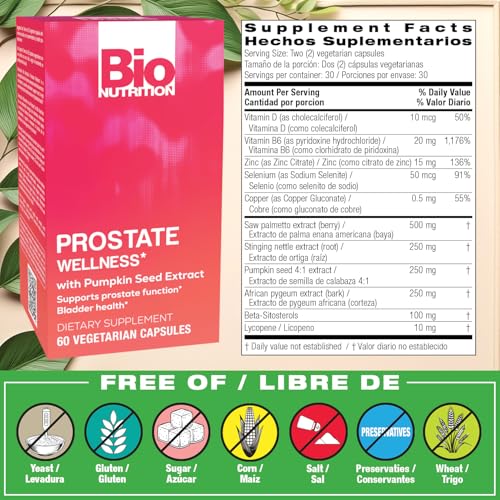 Bio Nutrition Prostate Wellness with Pumpkin Seed Extract 60 Capsules