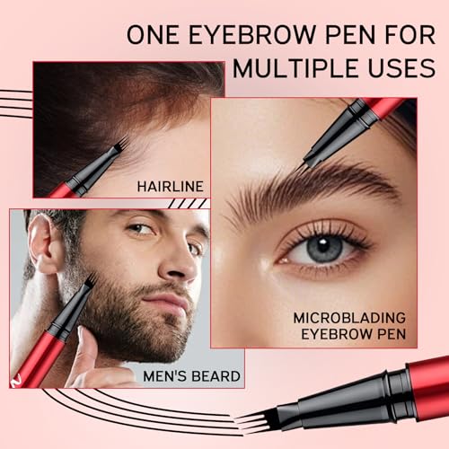 Vevivia 2-Pack Eyebrow Pen with Microblading Tips, Waterproof Dark Brown