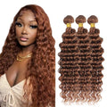 #30 Light Brown Deep Wave Human Hair Bundles - 16, 18, 20 Inch