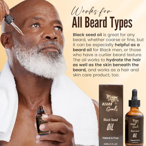 Black Seed Beard Oil for Men - 100% Cold Pressed Black Cumin Seed Oil for Beard Growth, Strengthens, Conditions, and Hydrates - Hair, Beard, and Mustache Oil for Dry Skin - 2oz