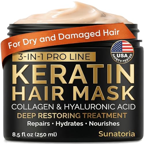 SUNATORIA Keratin Hair Mask - Deep Repair for Dry, Damaged Hair - 8.5 fl oz