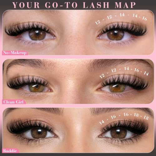 Pleell G.Fluant Fluffy D-Curl Eyelash Clusters 12-18MM Volume Lashes - Wispy, Natural Look