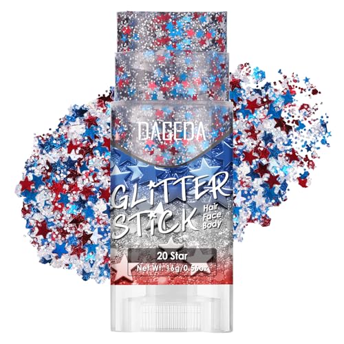 DAGEDA Red White Blue Glitter Stick for 4th of July Festivities