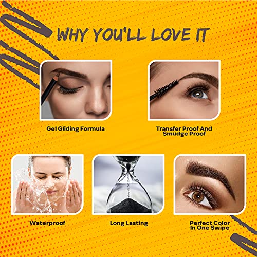 Facescanada Eyebrow Defining Pencil with Spoolie | Smudge Proof, Waterproof Brow Pencil for Natural Full Brows | Easy Glide, Long Lasting & Travel Friendly | 0.04 Oz (1.20g)
