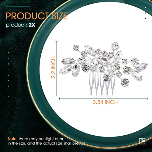 Bridal Rhinestone Hair Comb Set - Silver Crystal Wedding Hair Accessories