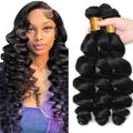 #1B Loose Deep Wave Human Hair Bundles 3 Pack
