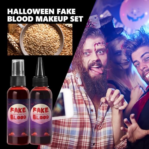 Halloween Fake Blood Makeup Kit - 3 Types, 5oz Total