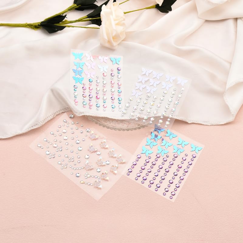 Butterfly Face Gems Rhinestone Stickers for Women Rave