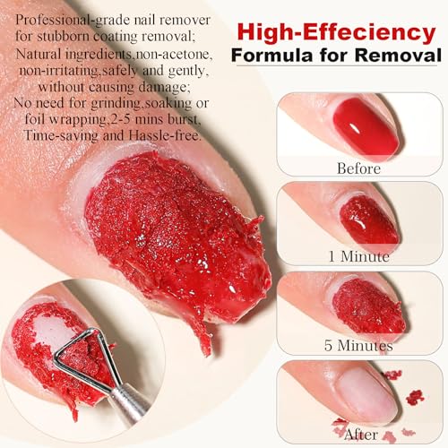 Gel Nail Polish Remover Kit - Fast 2-5 Min Burst Remover with Tools (15ml)