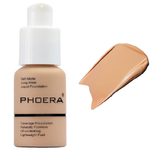 PHOERA Foundation,Flawless Soft Matte Liquid Foundation 24 HR Oil Control Concealer Foundation Makeup,Full Coverage Foundation for Women and Girls (104 Buff Beige)