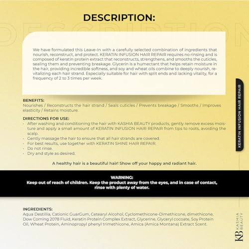 Kashia Beauty Keratin Hair Repair Leave-In Treatment for Split Ends - 2 oz