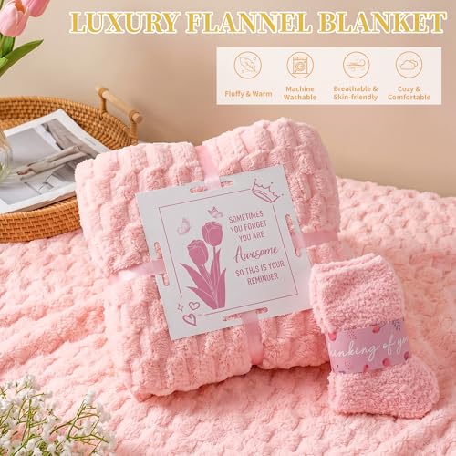 Women's Self Care Gift Basket Set with Blanket & Tumbler