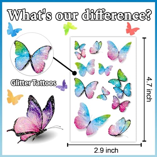 Leesgel Temporary Tattoos 260 Styles Glitter Butterfly Stickers