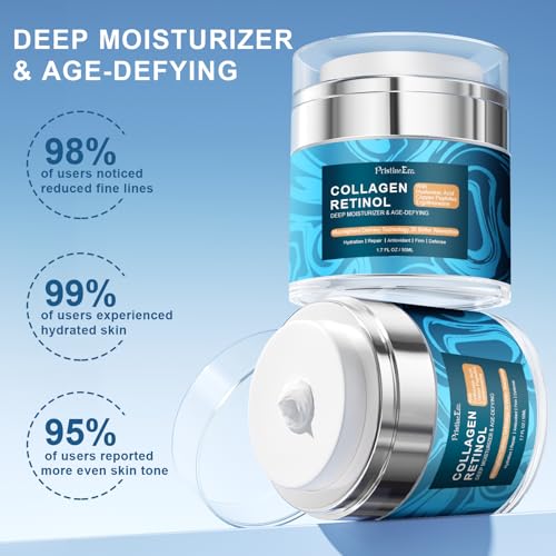 Retinol Cream for Face - Collagen Retinol Hyaluronic Acid Cream - Face Moisturizer for Aging Skin - Anti Aging Wrinkle & Firming Skin Care Neck - Day & Night - 1.7 fl.oz