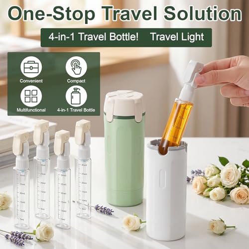 2 Pack 4-in-1 Travel Dispenser Bottles Refillable Leak-Proof Toiletry Containers