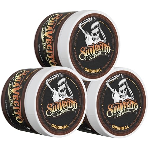 Suavecito Pomade For Men - Medium Hold Shine Water Based oz Pack Wax Like Flake All Day Hair Free Gel Hairstyles Easy To Wash Out