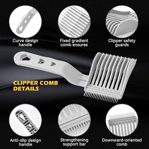 Blend Friend Fade Comb Professional Voluminous Wide-Tooth Texture Hair Styling Comb Set, Perfect Blending Comb Haircut Tools for Home, Salon or Professional Use (1 Pack - Grey)