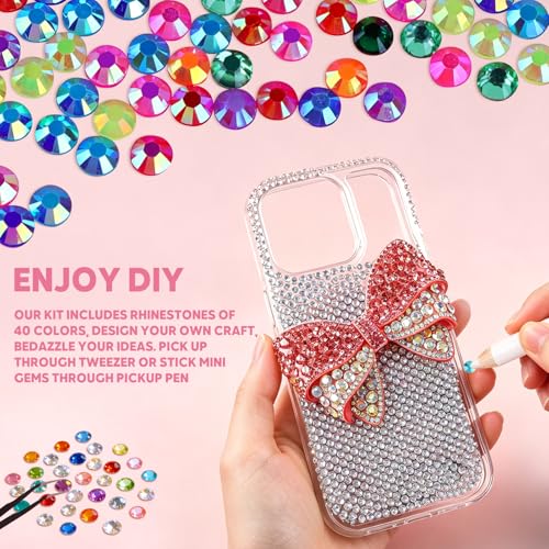 EBANKU 40000Pcs 3mm Flatback Rhinestones Kit, 40 Colors AB Gems