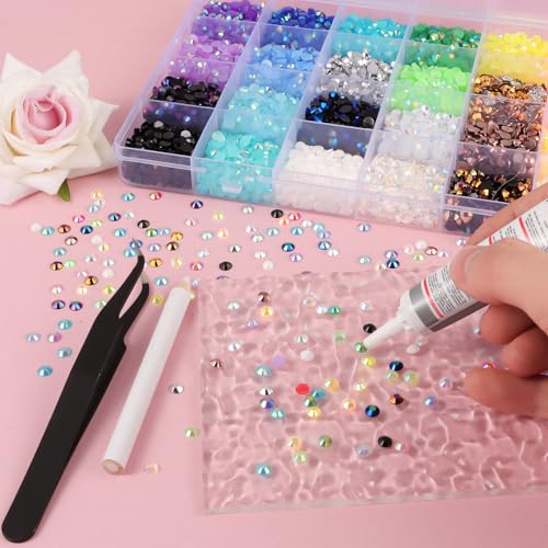 28 Colors 4mm Resin Rhinestones Flatback - 13000Pcs with B7000 Glue