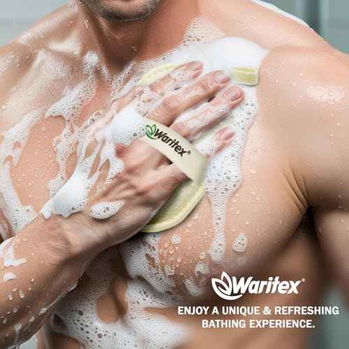 Waritex Egyptian Loofah Exfoliating Body Scrubber with Hand Strap, Oval Shower Pads Made from Natural Egyptian Loofah Fibers, Gentle Cleansing for Face and Body, for Men and Women 2 Count (1 Pack)