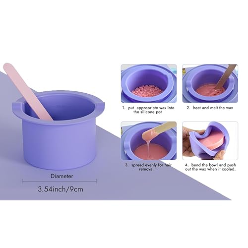 Silicone Wax Warmer Liner 14oz Pot Liner for Waxing Replacement Microwave Easy to Clean Reusable 3pcs Non-Stick Wax Silicone Bowl Diameter 9cm