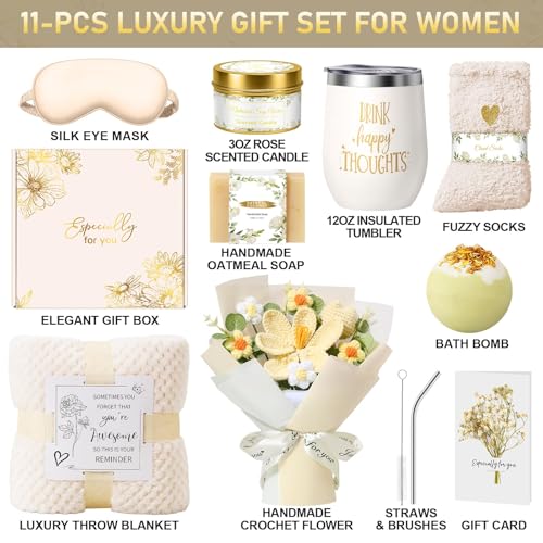 Self Care Spa Gift Basket Set for Women with Blanket