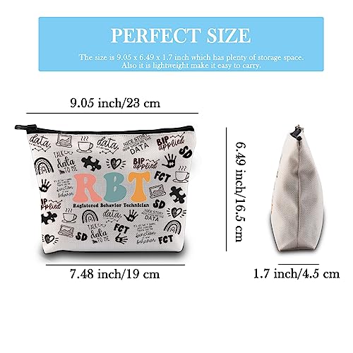 GJTIM Canvas Cosmetic Bag With Zipper - RBT Gift Behavior Therapist Zipper Pouch Makeup Bag for ABA BCBA Behavior Analyst Gift (RBT Bag, Medium, 3D Printed Pattern)