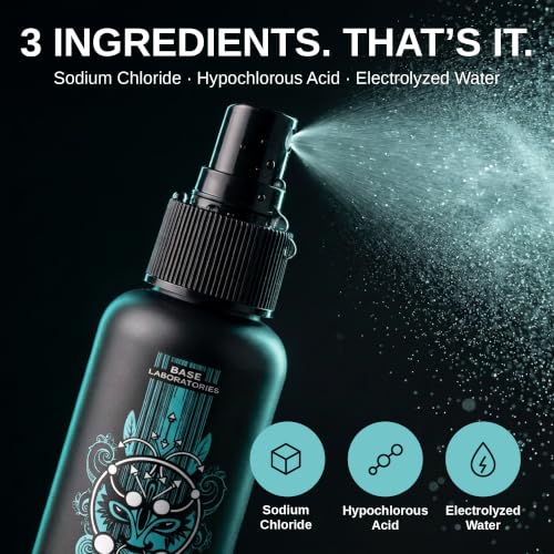 BASE LABORATORIES Hypochlorous Acid Piercing Aftercare Spray + Saline, 8 Fl Oz