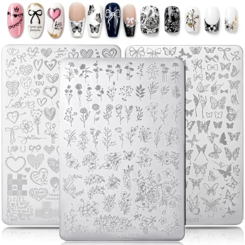 Large Nail Stamping Plates Set for Nail Art - Reusable Stainless Steel Design Kit