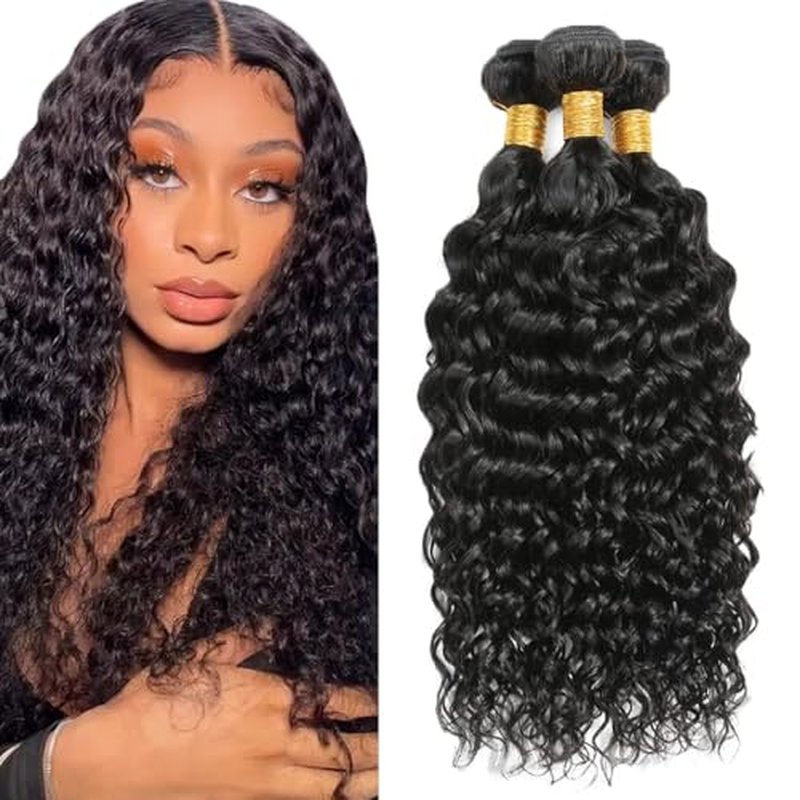 #1B Water Wave Human Hair Bundles - 30 Inch, 3 Pack