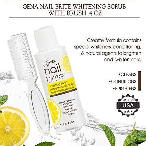 Gena Nail Brite Whitening Scrub with Brush - Brightening Nail Treatment, 4 oz