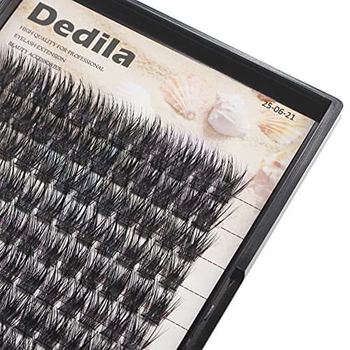 Dedila 120 Clusters Individual False Eyelashes Wide Stem D Curl Handmade Dramatic Black Soft and Light 5D Volume Eye Lashes Extensions Thick Base Women Girls Beauty Tools (10mm)