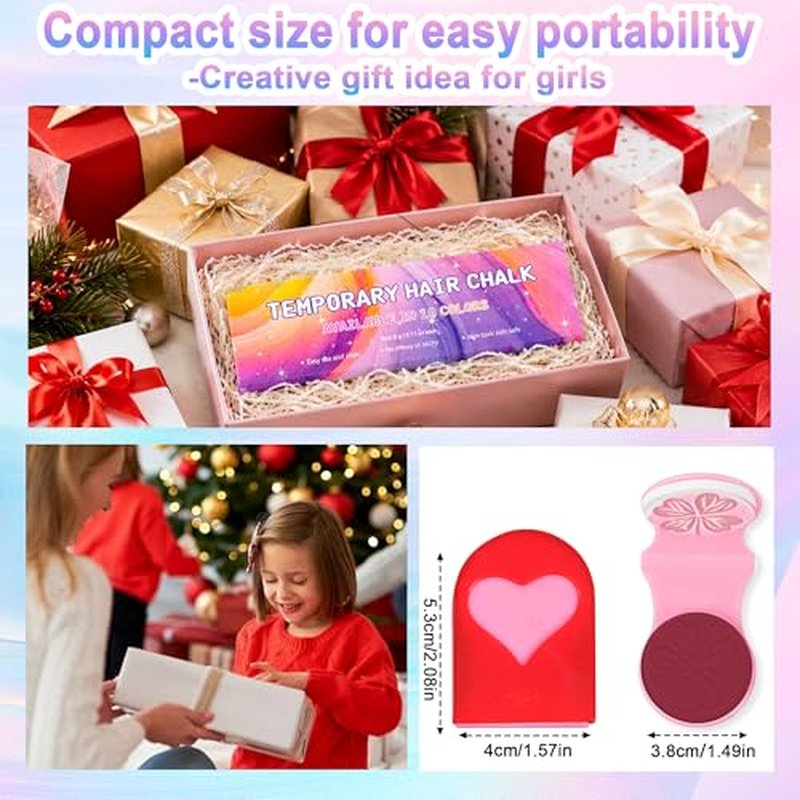 10 Vibrant Temporary Hair Chalk Kit for Women - Washable Color
