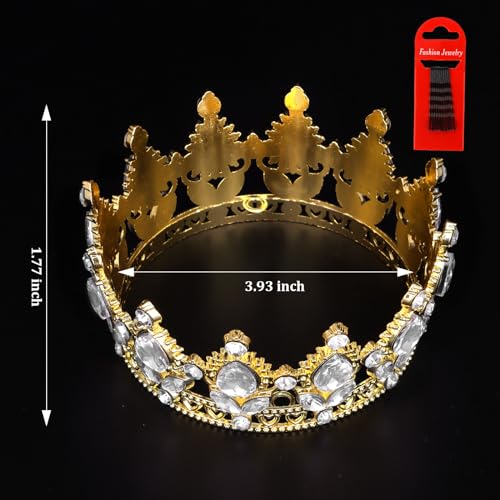 YARIEW Gold Crown Flower Tiara with Rhinestones for Weddings & Parties