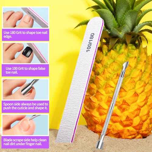 Teenitor Toe Nail Press ons with Glue Set, 120pcs Black Press on Toenails for Women Toe Press on Nails, Fake Toe Nails Tips Kit False Toenails Square