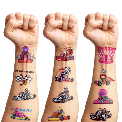 Go Kart Temporary Tattoos - 100 PCS Racing Party Favors